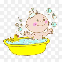 宝宝洗澡看泡泡图片素材