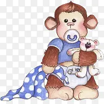 抱娃娃的猴子