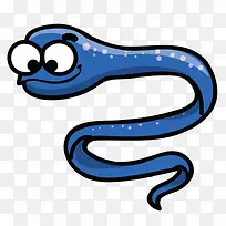 蓝色海蛇海蛇超萌卡通手绘Q版动