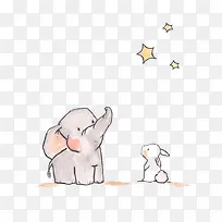 大象和兔子看星星