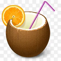 椰汁夏日海边度假用品PNG图标