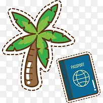 椰子树护照旅游常备物品小图标I