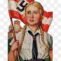 手拿纳粹旗的女青年