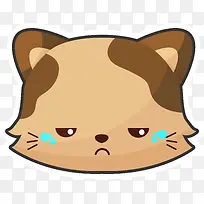 卡通棕色不开心猫咪贴纸