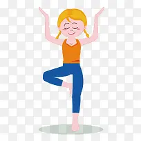 全民健身女孩瑜伽插画