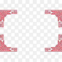 红色矩形窗纹素材图