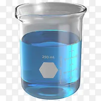 蓝色液体灰色实验器材实验杯