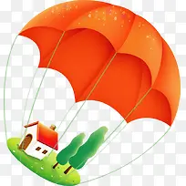 橙色降落伞房子