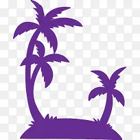 紫色夏天椰子树剪影