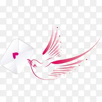 情人节情书线条小鸟