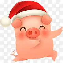 C4D圣诞节立体猪形象装饰图案