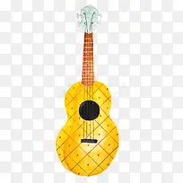 黄色吉他手绘图案