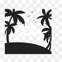 夏天度假椰子树剪影