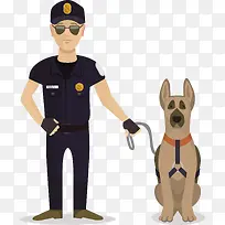 警察和警犬矢量图