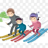 冬季滑雪旅游卡通插画