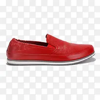 普拉达一脚蹬红皮鞋