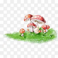 春季校园蘑菇手绘