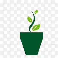 卡通绿色植物简笔画LOGO图标