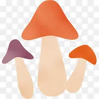 橙色春季卡通蘑菇