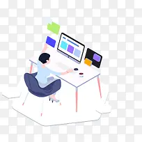 创意手绘大数据时代插画