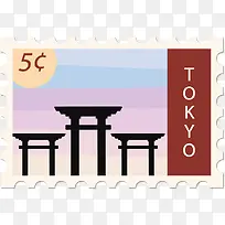 矢量图东京风光邮票