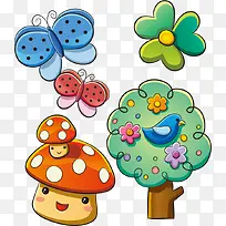 可爱蘑菇树木PNG矢量素材