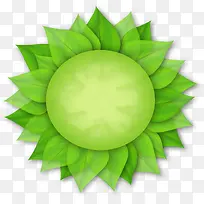 绿色卡通可爱树叶太阳造型