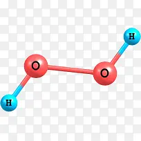 红蓝色过氧化氢分子形状素材