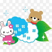 卡通小熊和小兔子