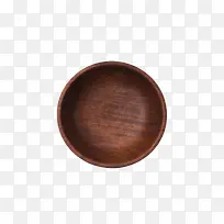 深棕色容器木制碗俯视图实物