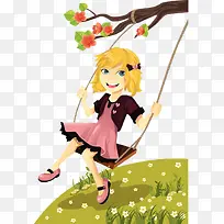 荡秋千的小女孩