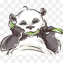 吃竹子的矢量熊猫