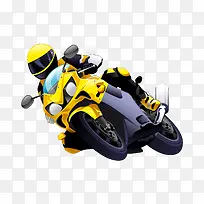 手绘黄色炫酷摩托车
