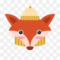 红黄色卡通冬季狐狸动物头像