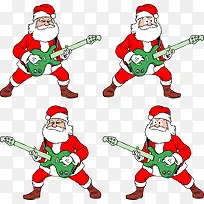 弹吉他的圣诞老人矢量