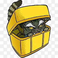 躲在盒子里的猫咪元素
