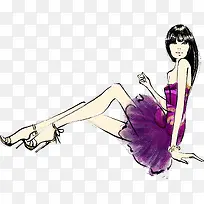 穿紫色裙子的女人简图