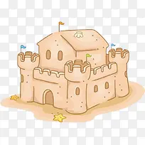 沙土堆建的城堡手绘图