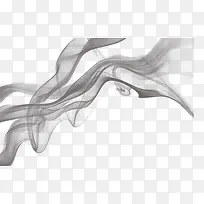 灰色透明轻烟烟雾烟云扭曲飘散