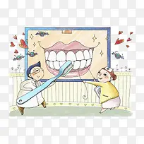牙医卡通插画