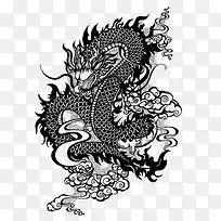 龙黑白插画