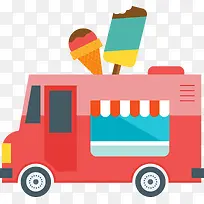 红色冰淇淋食物车子图