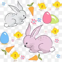复活节兔子与小鸡