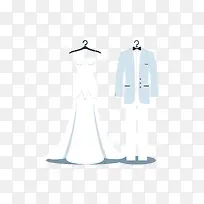 白色婚纱和蓝白色礼服