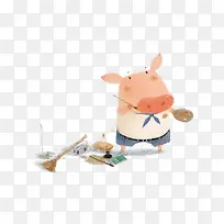 矢量小猪画家