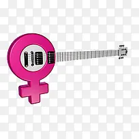 免抠粉色吉他乐队logo