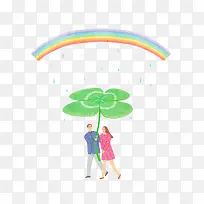 手绘彩虹雨