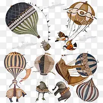 热气球与大象动物