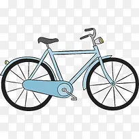 蓝色手绘横梁自行车