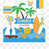 夏季冲浪插画